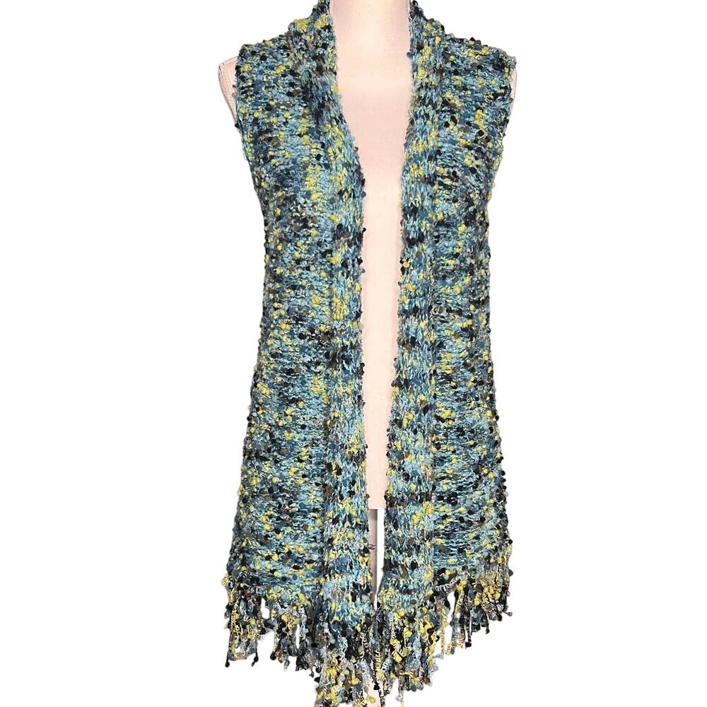 Ruby Rd Size Medium Open Front Blue Boucl Knit Ve… - image 1